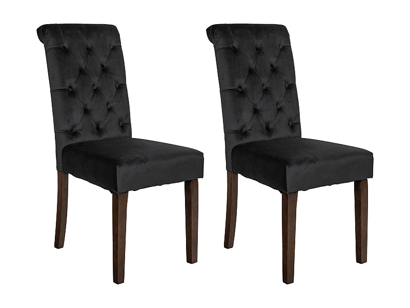 Lot de 2  chaise salle à manger - Velours - Noir - Lisburn