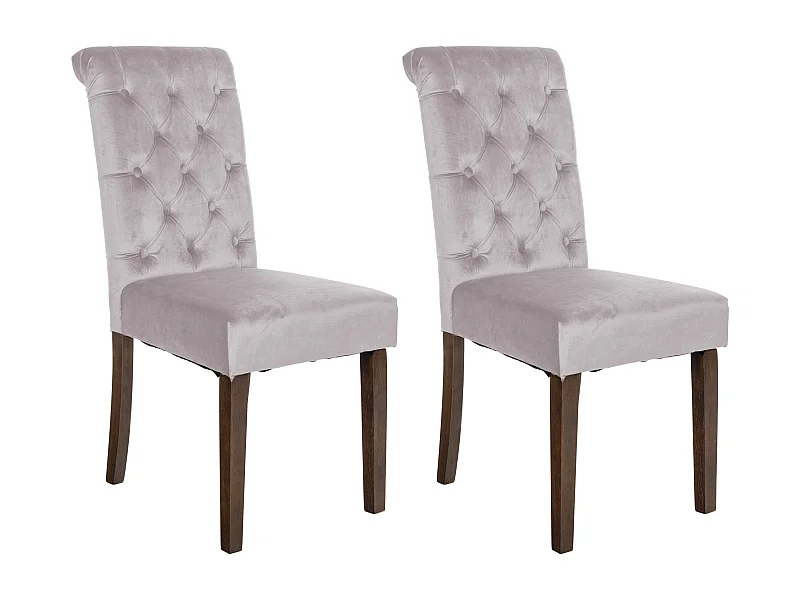Lot de 2  chaise salle à manger - Velours - Gris - Lisburn