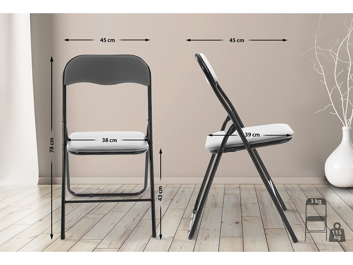 Conferentiestoelen - Kunstleer & natura - grijs/zwart - Felix