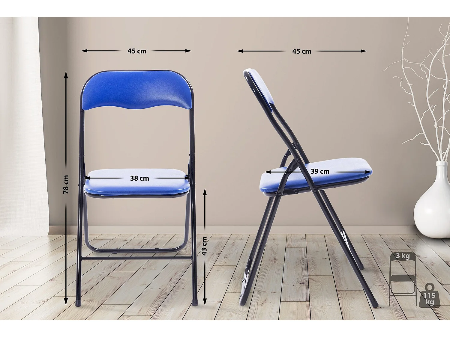 Conferentiestoelen - Kunstleer & natura - blauw/zwart - Felix