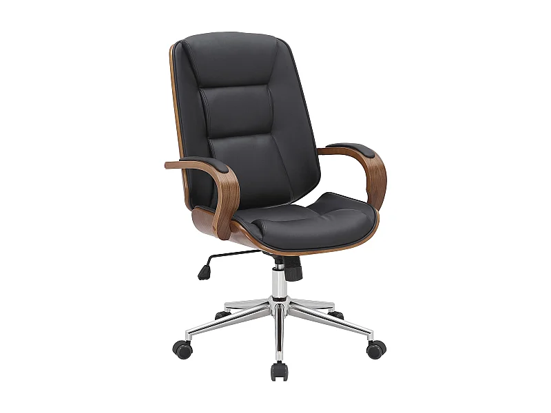 Chaise de bureau - Similicuir - Noyer / Noir - Yankton