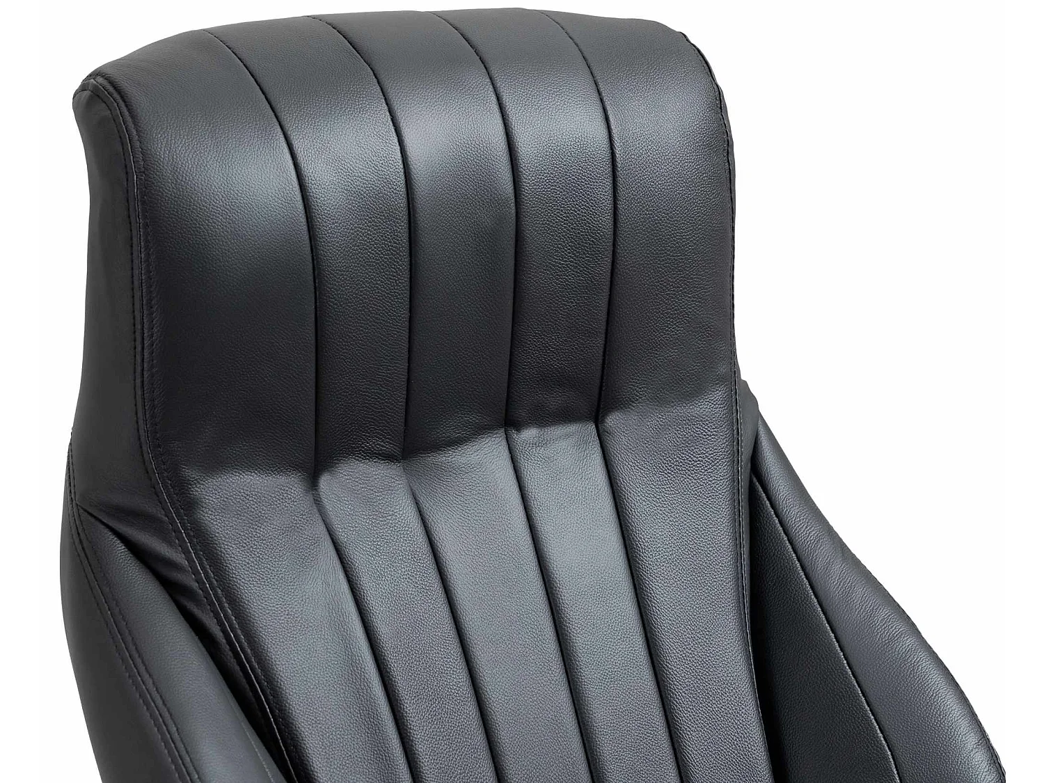 Chaise de bureau - Véritable cuir & Métal chromé - Noir - Wigan