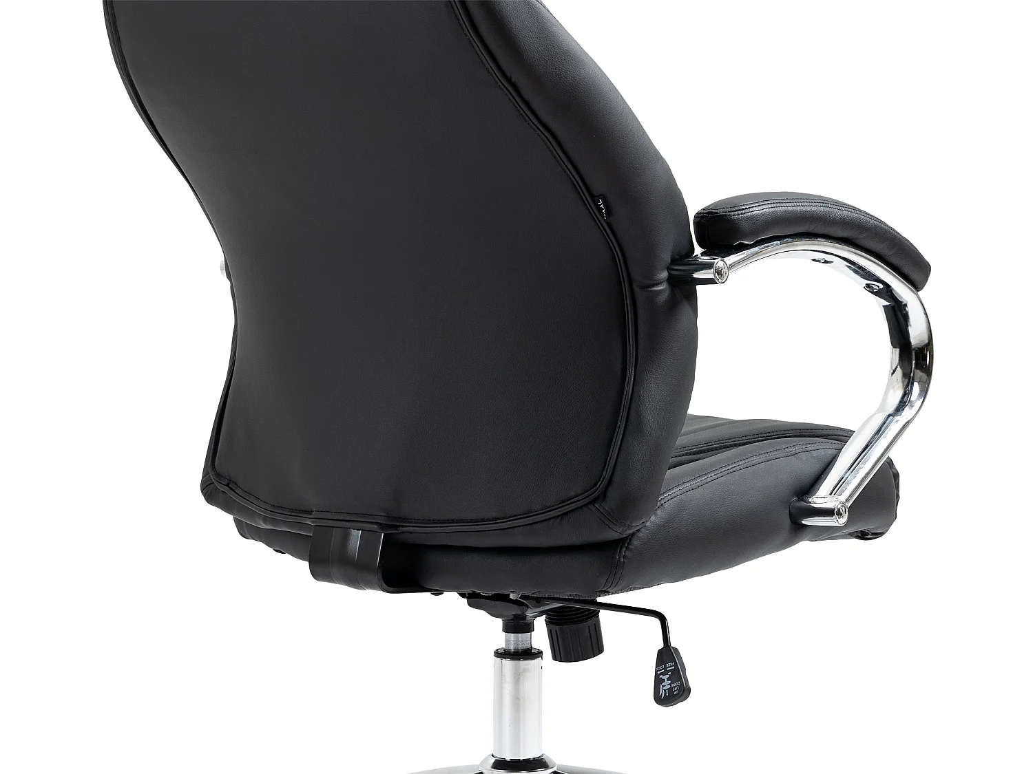 Chaise de bureau - Véritable cuir & Métal chromé - Noir - Wigan