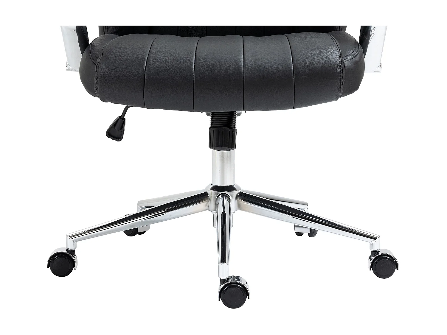 Chaise de bureau - Véritable cuir & Métal chromé - Noir - Wigan