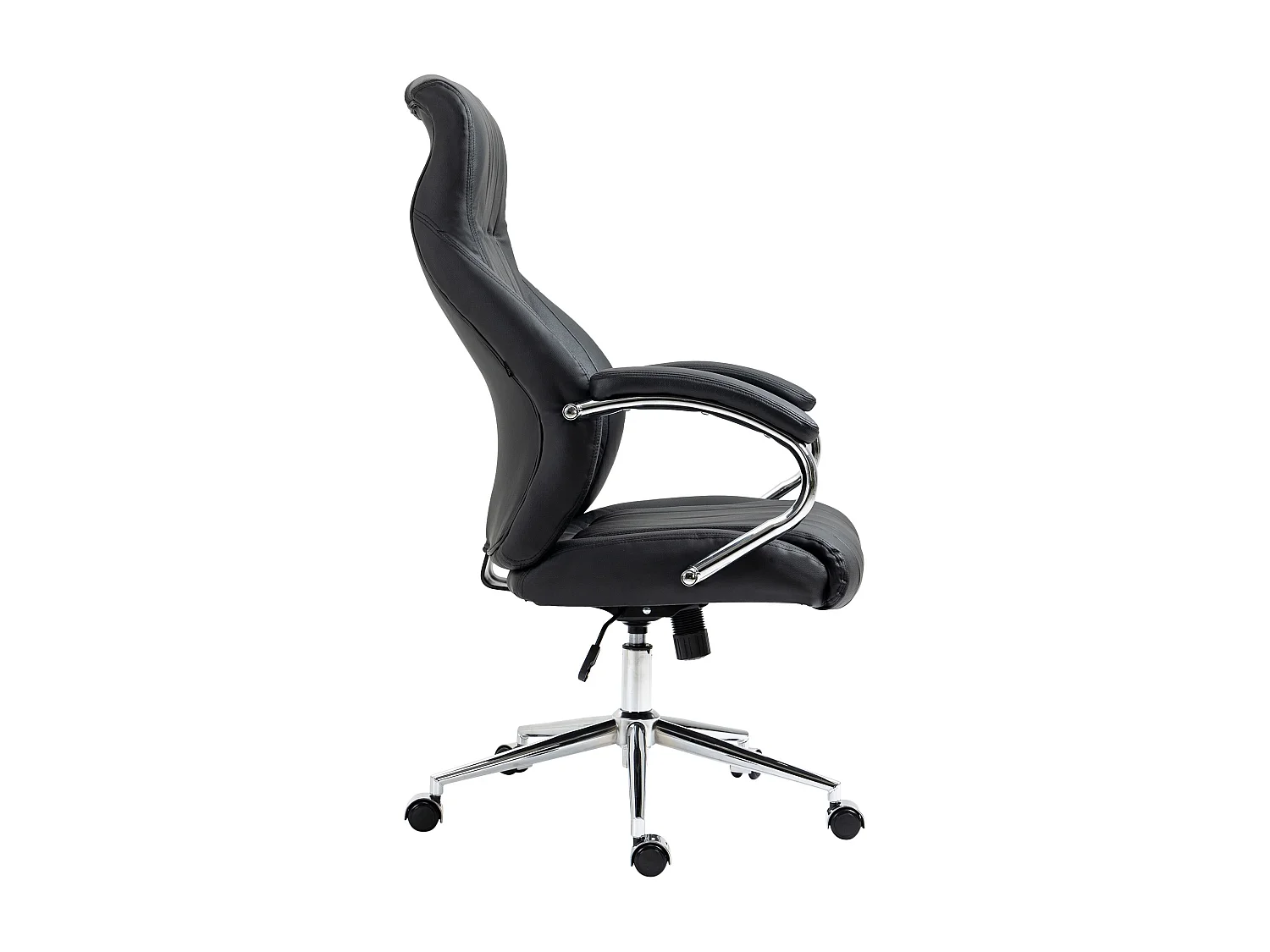 Chaise de bureau - Véritable cuir & Métal chromé - Noir - Wigan