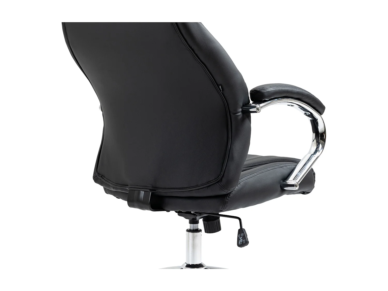 Chaise de bureau - Véritable cuir & Métal chromé - Noir - Wigan