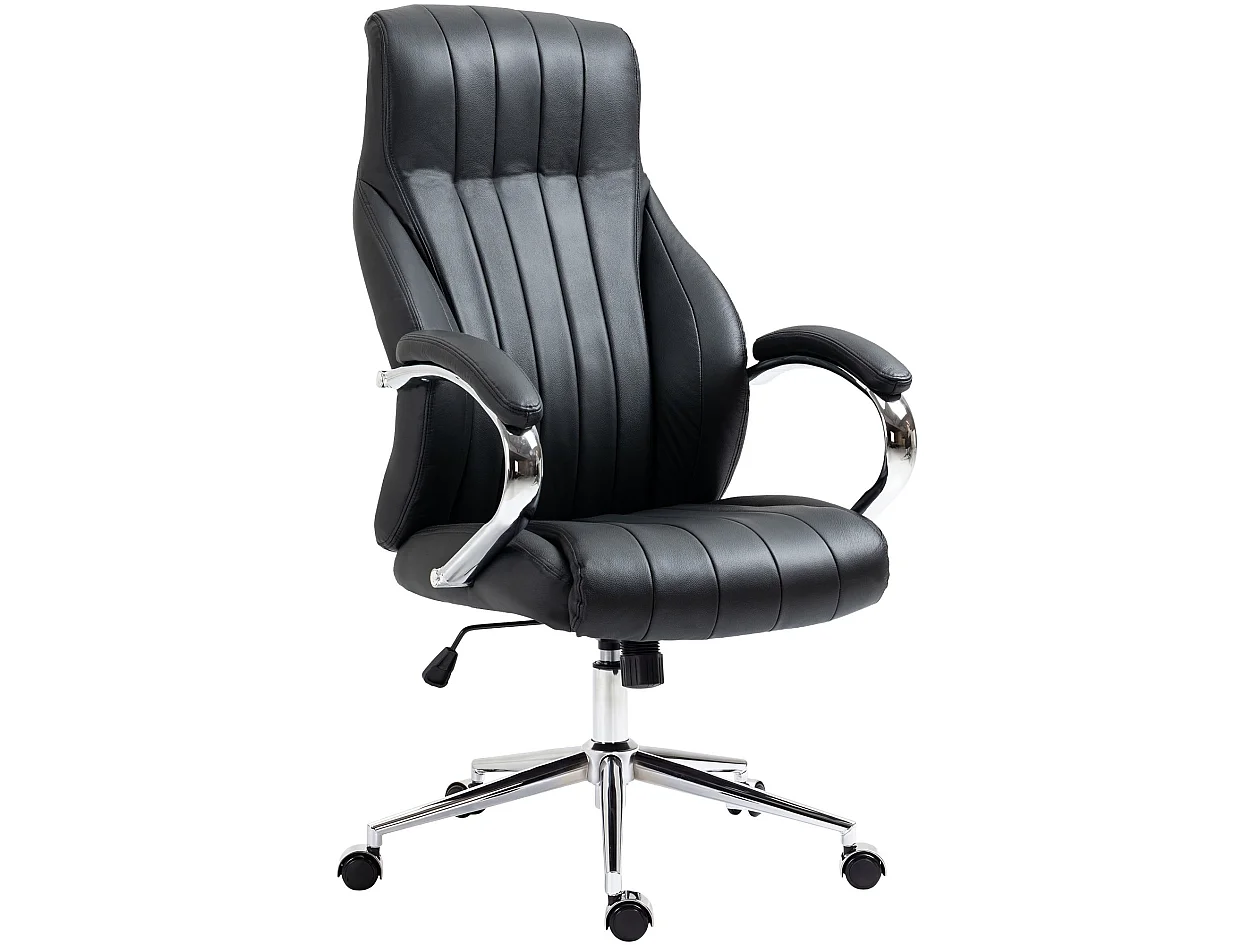 Chaise de bureau - Véritable cuir & Nature - Noir - Wigan