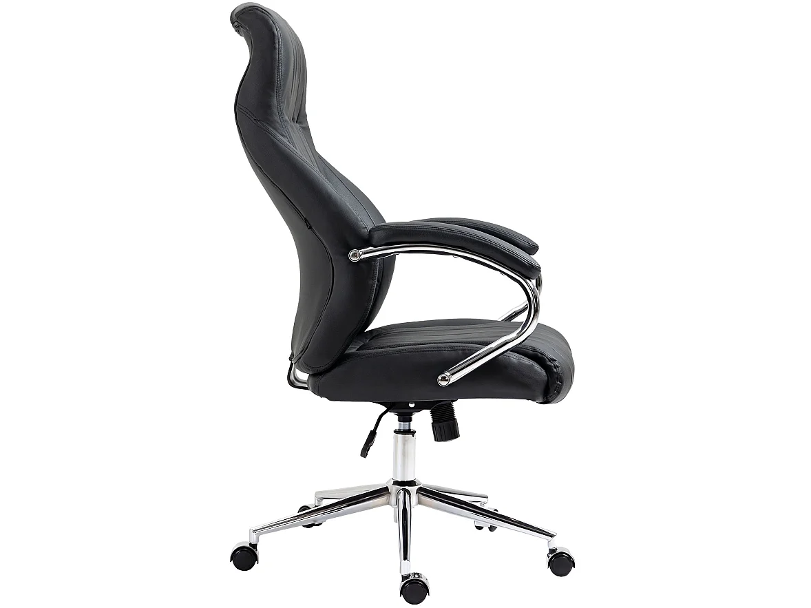Chaise de bureau - Véritable cuir & Nature - Noir - Wigan