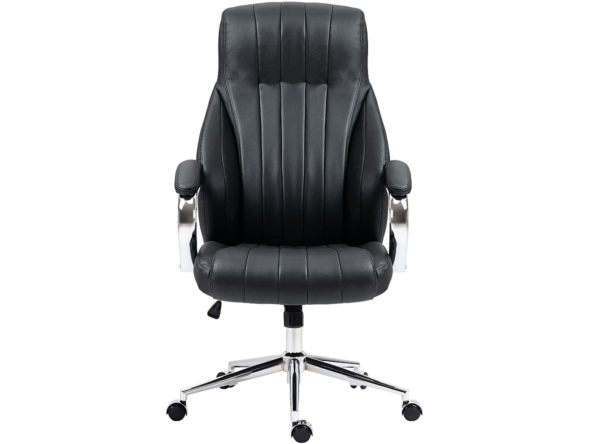 Chaise de bureau - Véritable cuir & Nature - Noir - Wigan