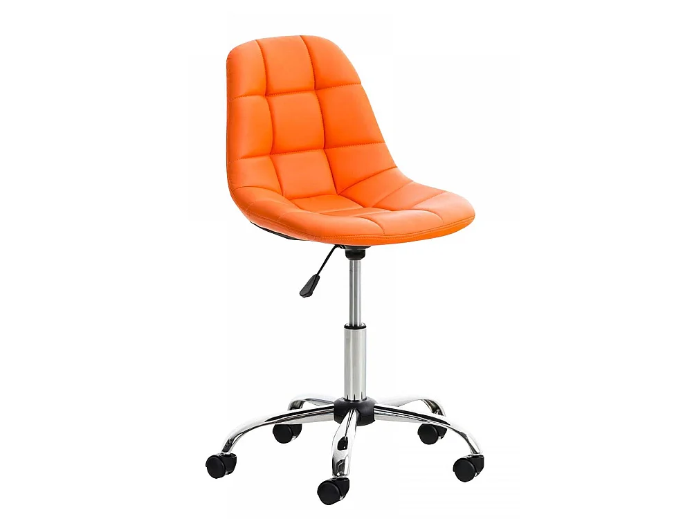 Chaise de bureau - Similicuir & Métal chromé - Orange - Emil