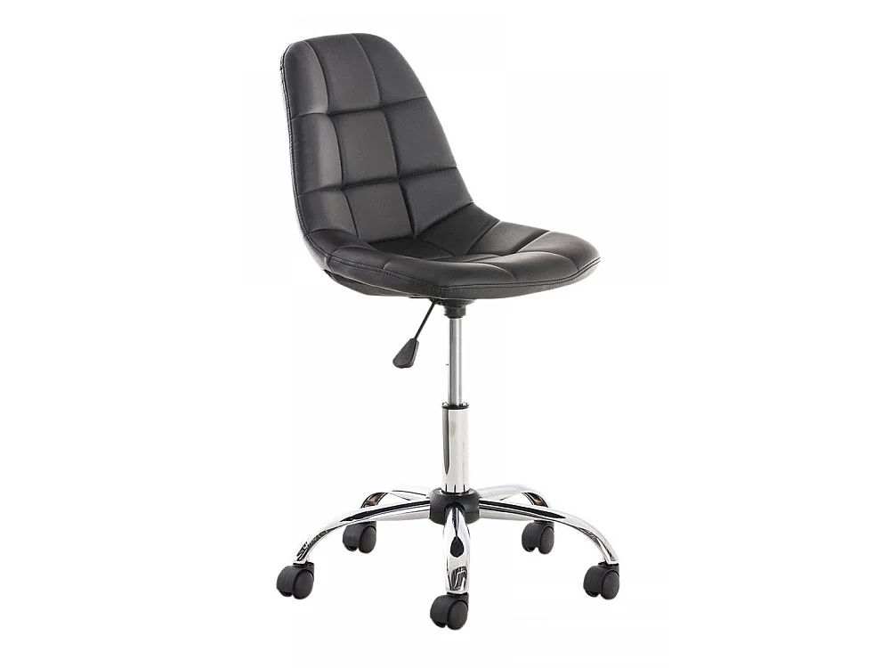 Chaise de bureau - Similicuir & Métal chromé - Noir - Emil