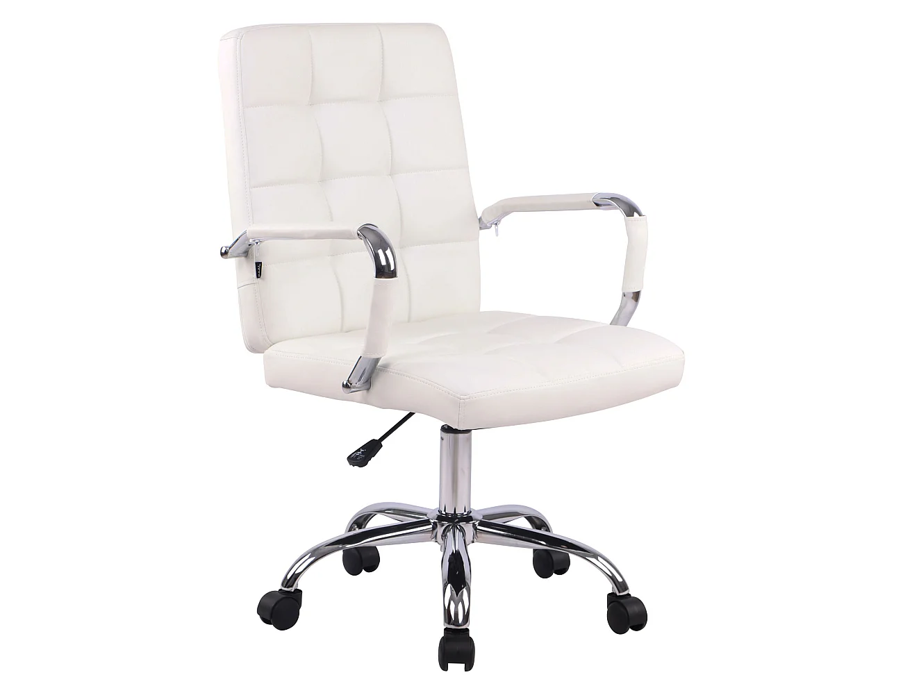Chaise de bureau - Similicuir & Noir - Blanc - Deli PRO