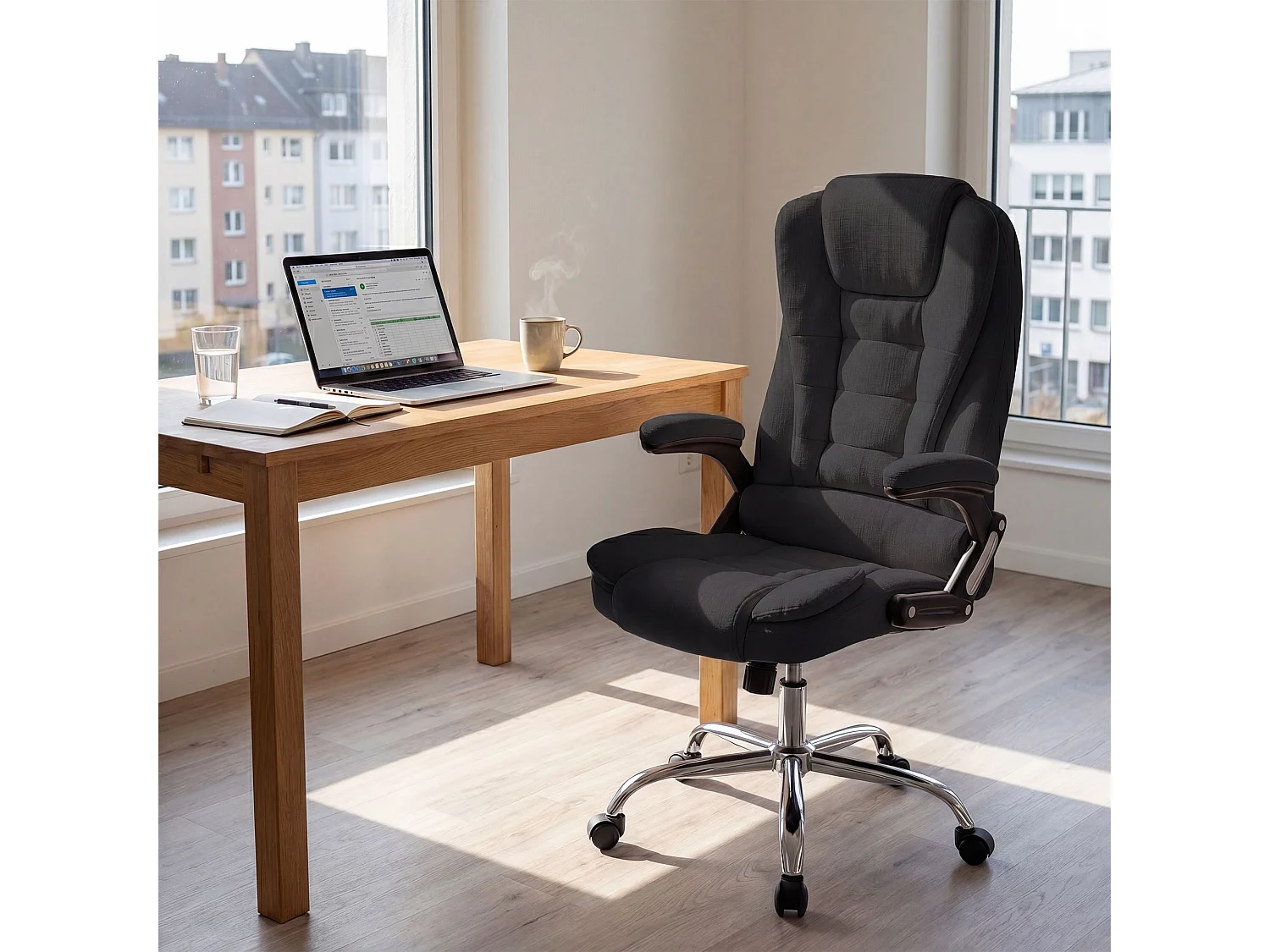 Chaise de bureau - Tissu - Noir - Thor