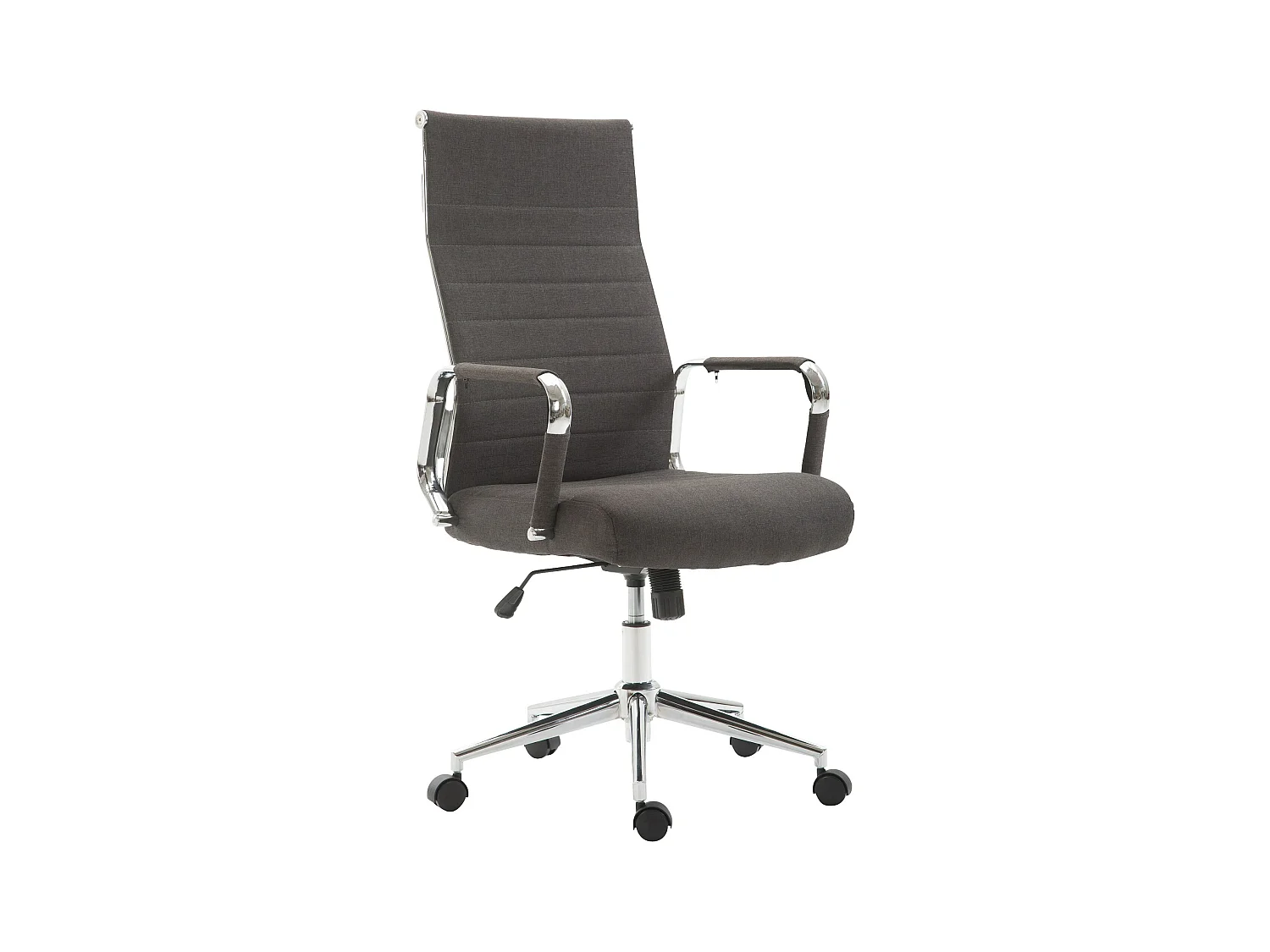 Chaise de bureau - Tissu & Noyer - Gris foncé - Kolumbus