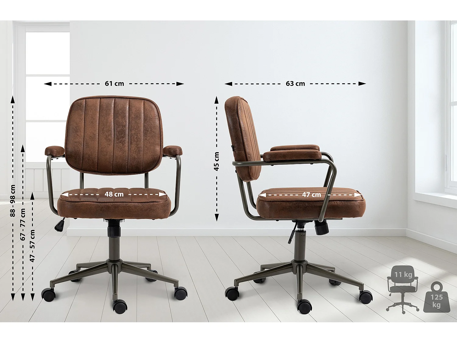 Bureaustoel - Kunstleer - cognac - Natrona