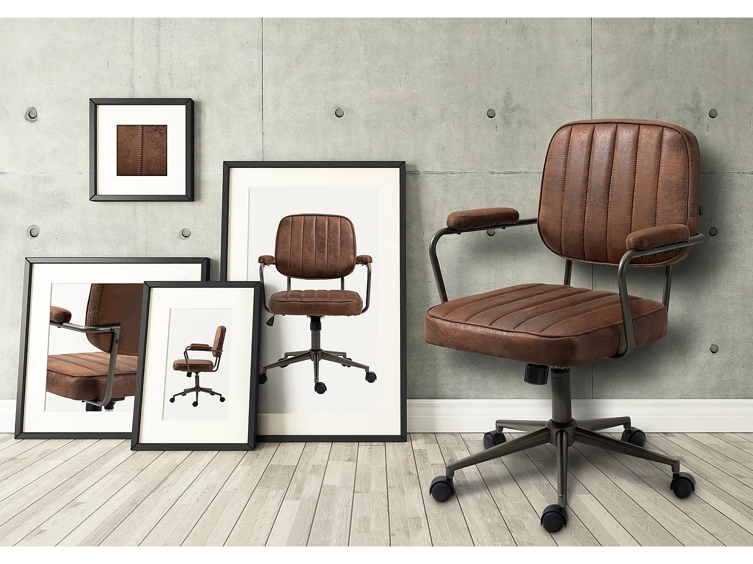 Bureaustoel - Kunstleer - cognac - Natrona