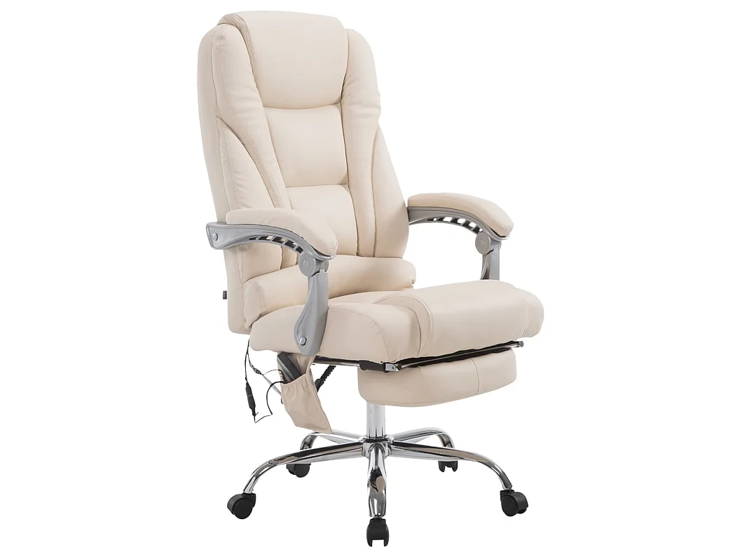 Chaise de bureau - Similicuir & Chrome - Crème - Pacific