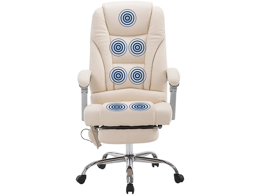 Chaise de bureau - Similicuir & Chrome - Crème - Pacific