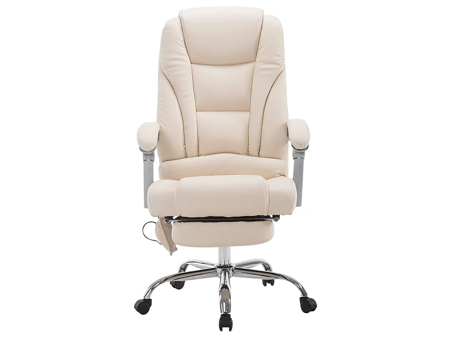 Chaise de bureau - Similicuir & Chrome - Crème - Pacific