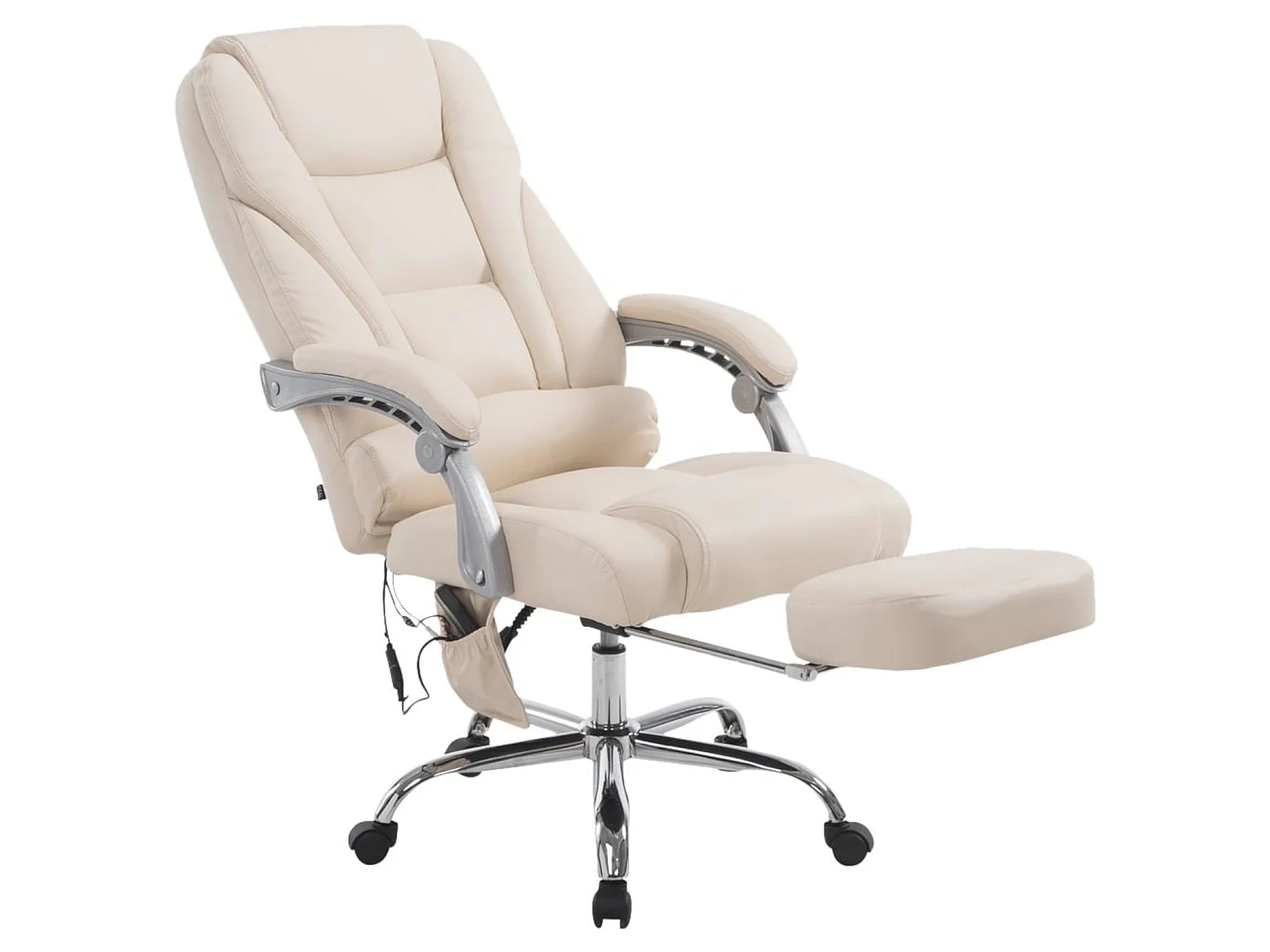 Chaise de bureau - Similicuir & Chrome - Crème - Pacific