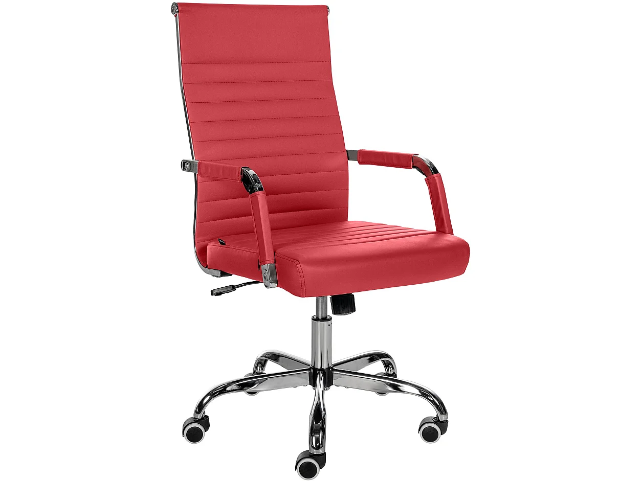 Chaise de bureau - Similicuir & Métal chromé - Rouge - Amadora