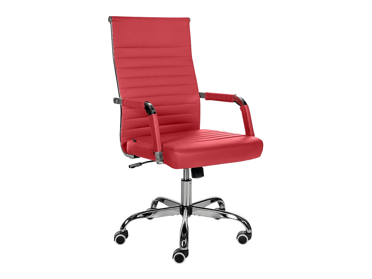 Chaise de bureau - Similicuir & Métal chromé - Rouge - Amadora