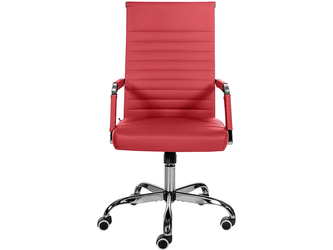 Chaise de bureau - Similicuir & Métal chromé - Rouge - Amadora