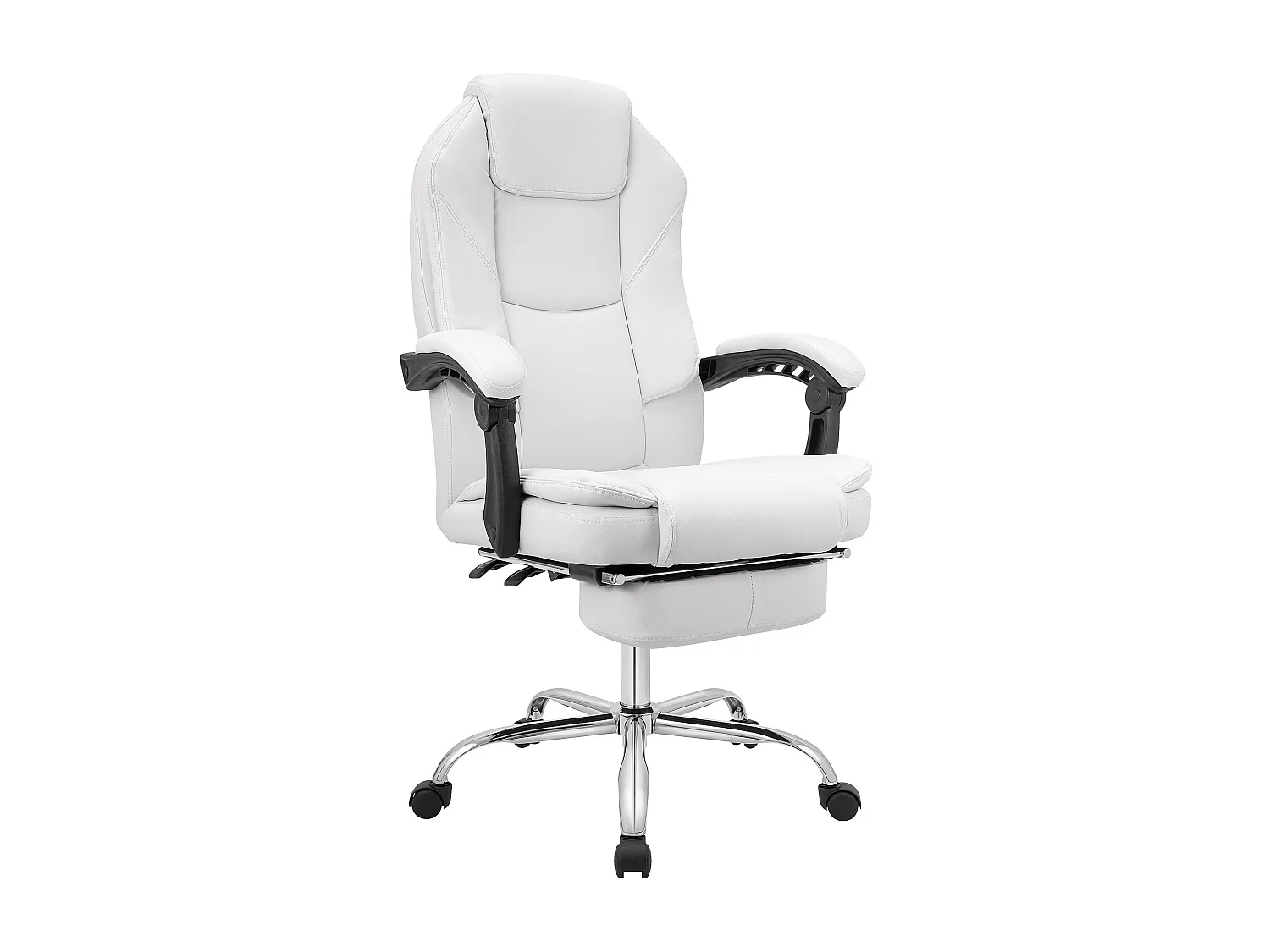 Chaise de bureau - Similicuir & Acier inoxydable - Blanc - Castle