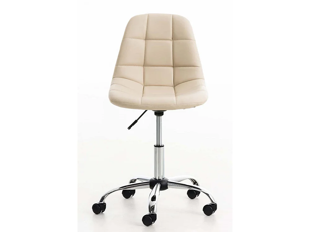 Chaise de bureau - Similicuir & Métal chromé - Crème - Emil