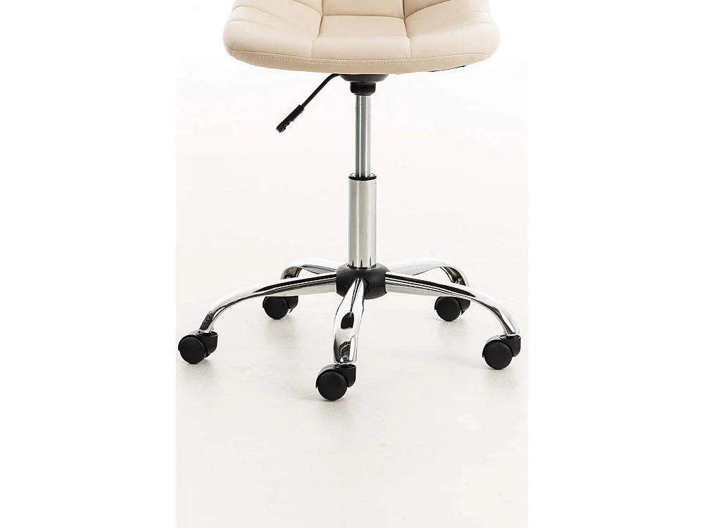 Chaise de bureau - Similicuir & Métal chromé - Crème - Emil