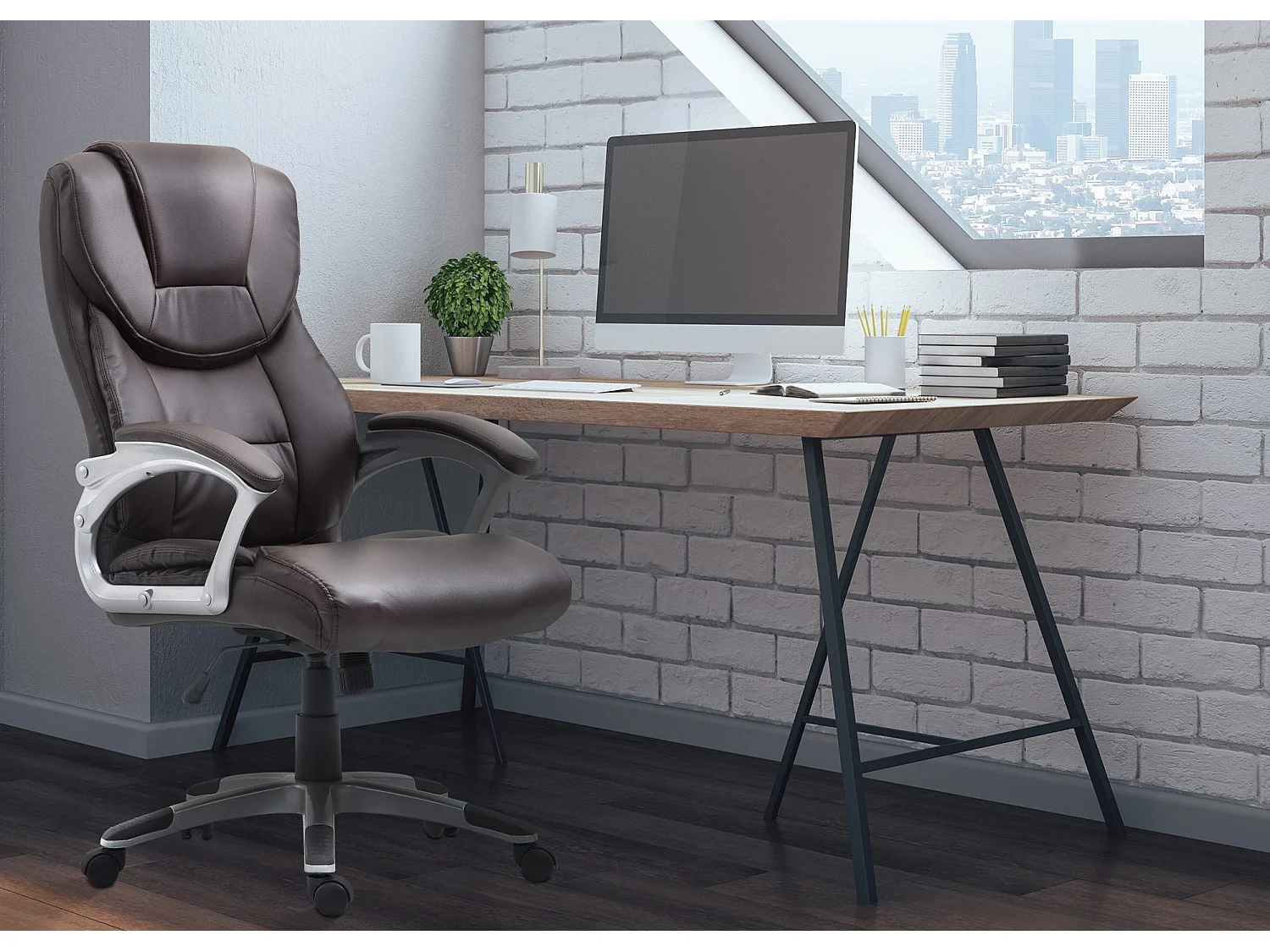 Chaise de bureau - Similicuir & Nature - Marron - Texas V2