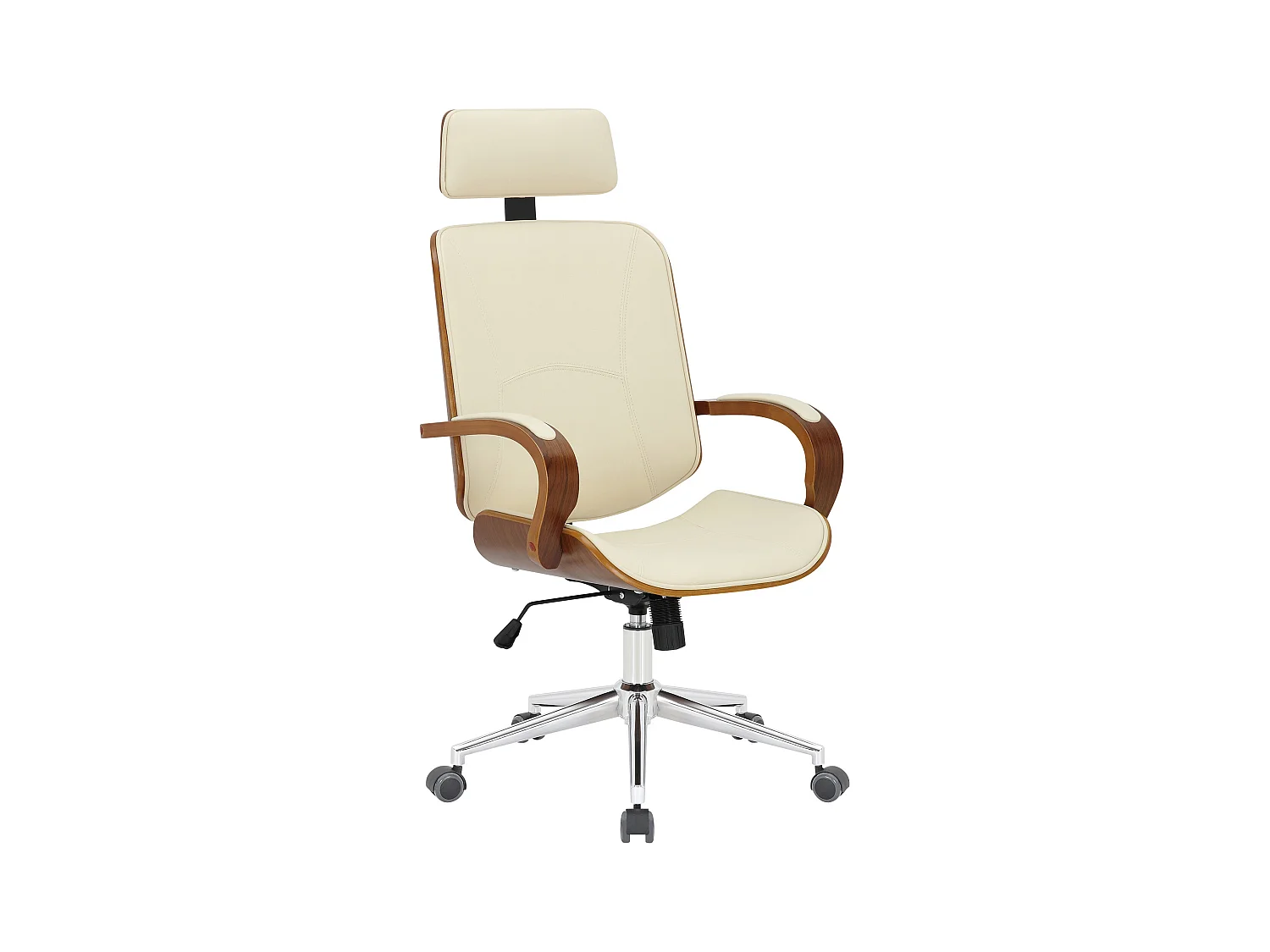 Chaise de bureau - Similicuir - Noyer / Crème - Dayton