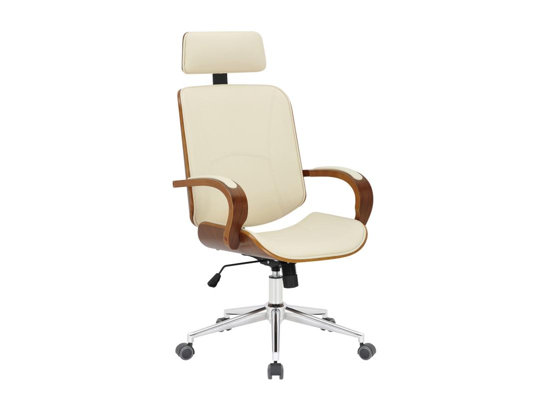 vente unique Chaise de bureau - Similicuir - Noyer / Crème - Dayton