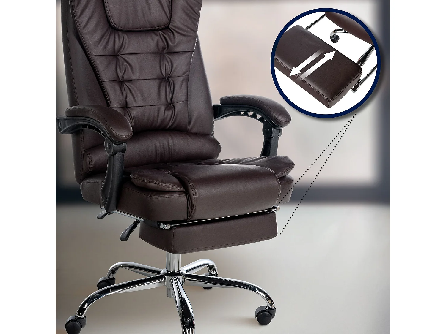 Chaise de bureau - Similicuir - Marron - Oxygen