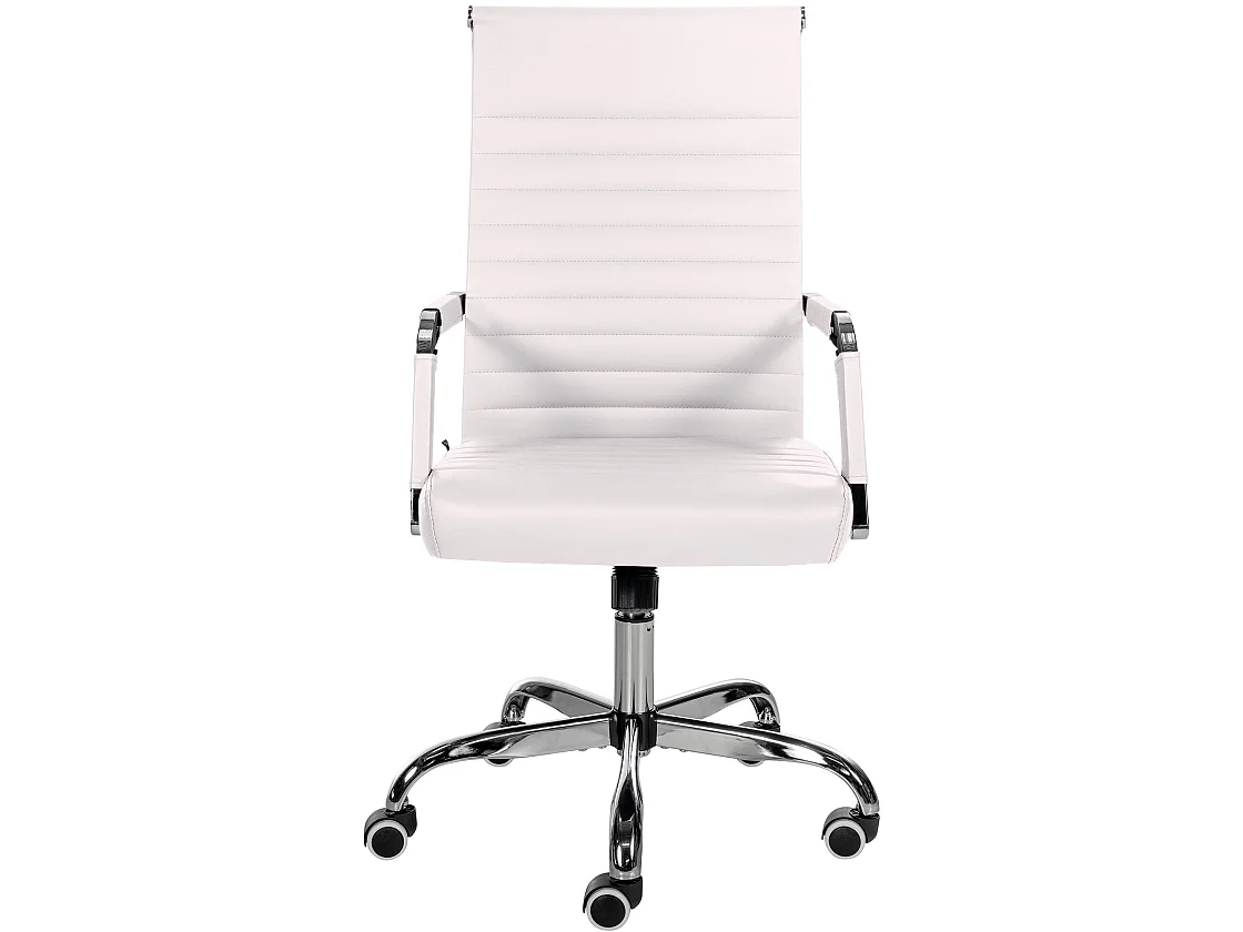 Chaise de bureau - Similicuir & Métal chromé - Blanc - Amadora