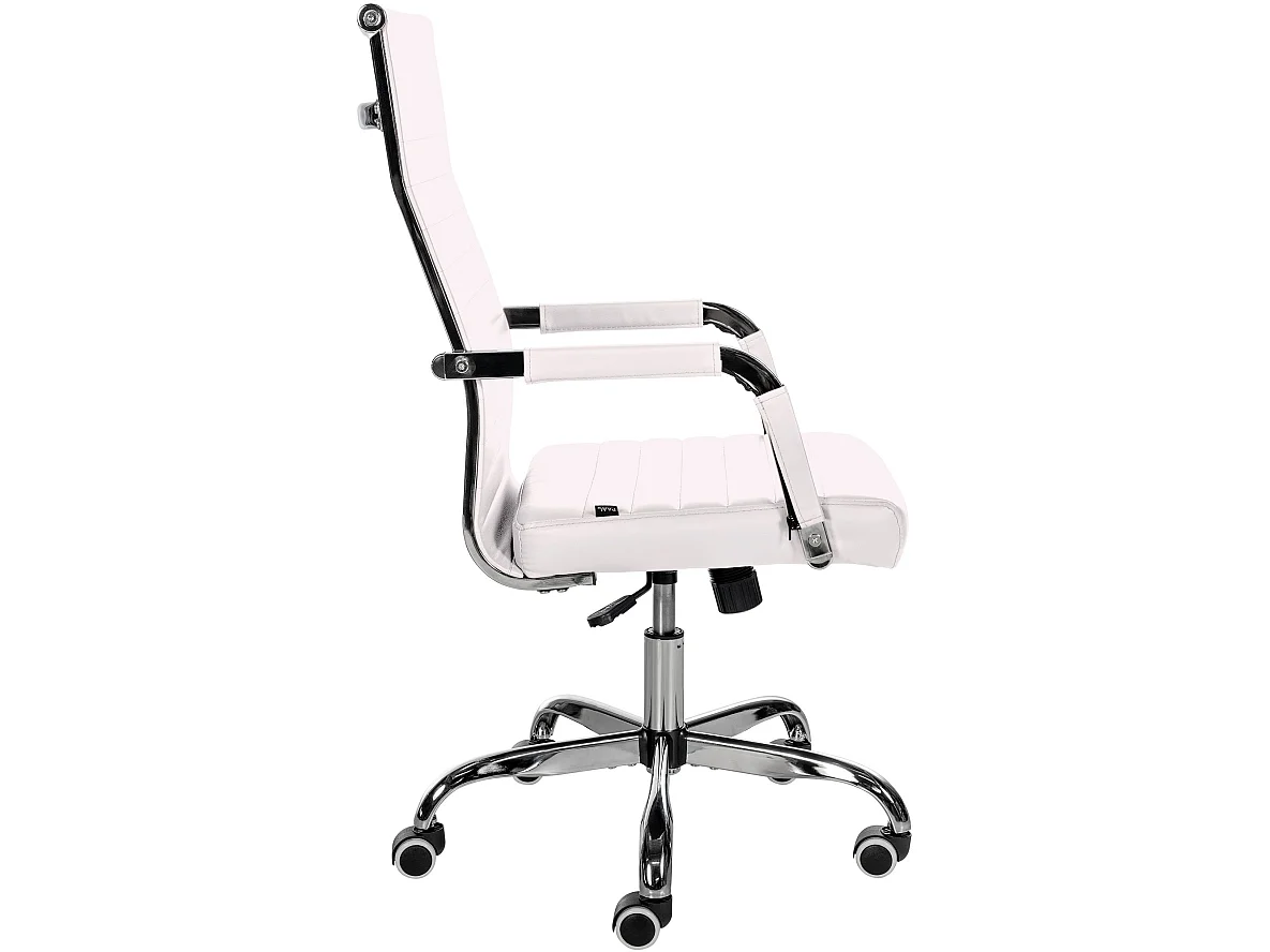 Chaise de bureau - Similicuir & Métal chromé - Blanc - Amadora