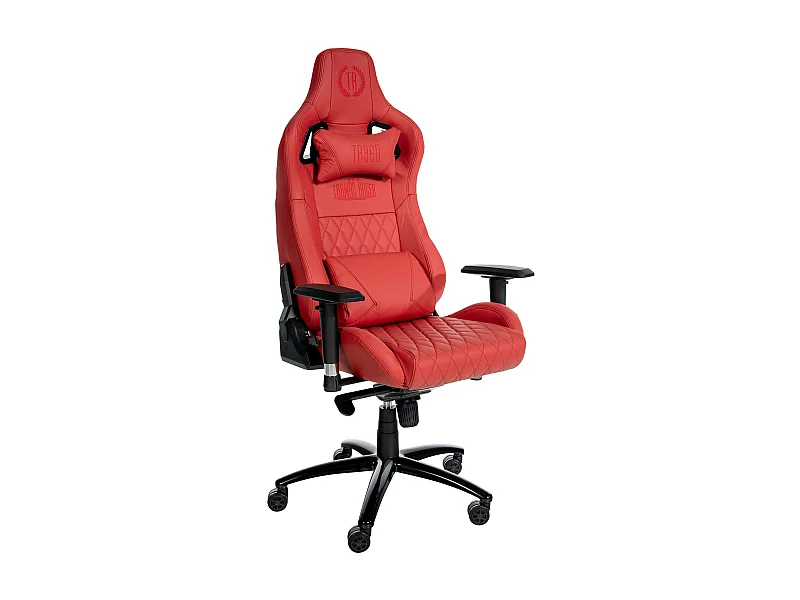 Chaise de bureau - Véritable cuir & Métal - Rouge - Keren