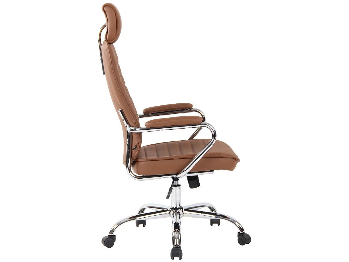 Chaise de bureau - Véritable cuir - Marron clair - Rako