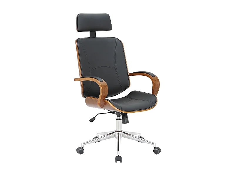 Chaise de bureau - Similicuir - Noyer / Noir - Dayton