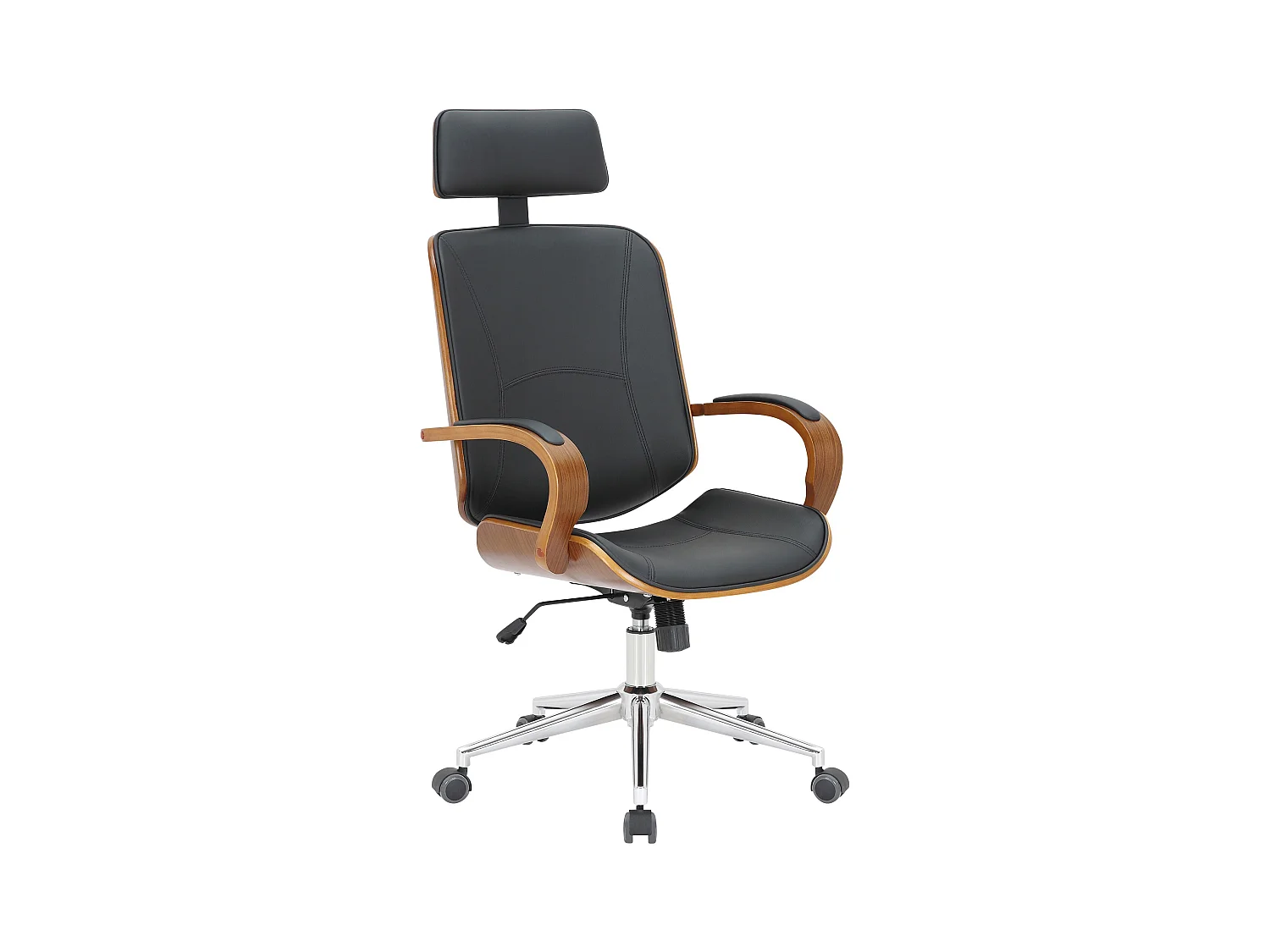 Chaise de bureau - Similicuir - Noyer / Noir - Dayton