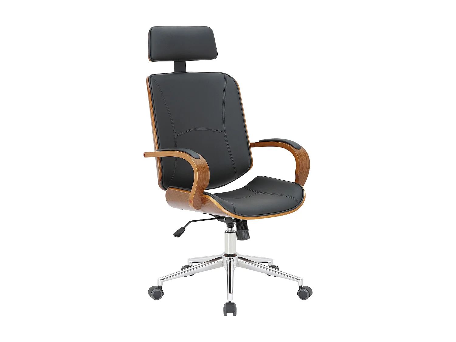 Chaise de bureau - Similicuir - Noyer / Noir - Dayton