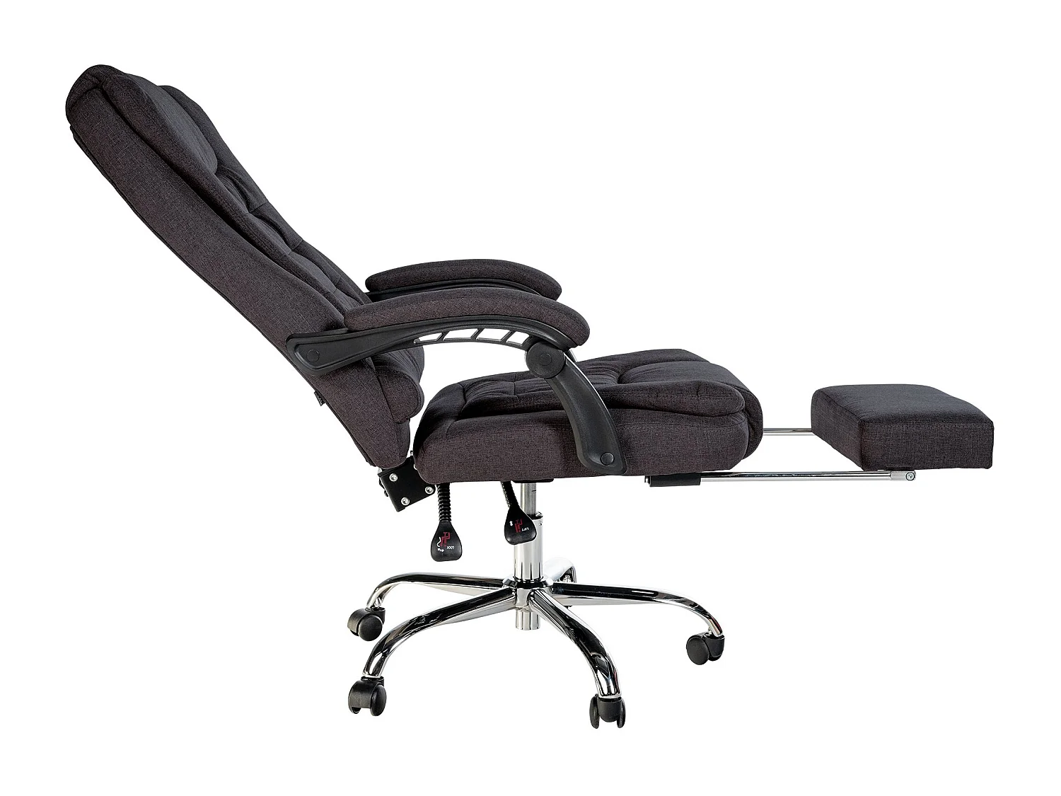 Chaise de bureau - Tissu & Métal chromé - Noir - Oxygen