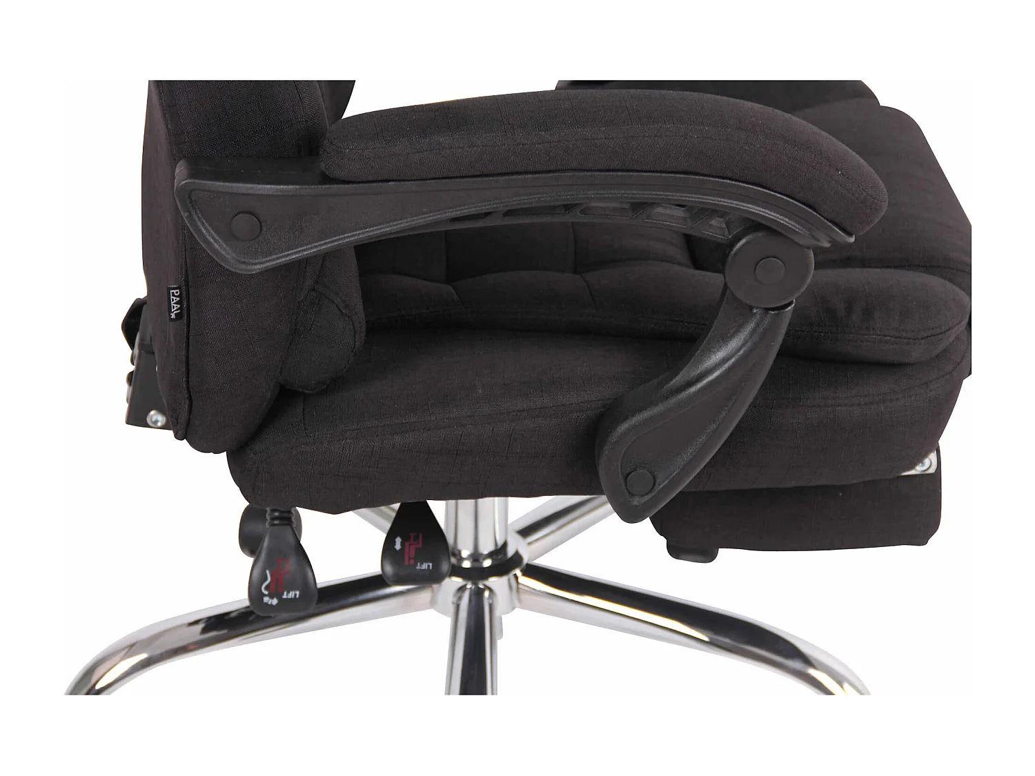 Chaise de bureau - Tissu & Métal chromé - Noir - Oxygen