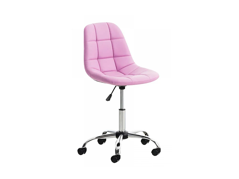 Chaise de bureau - Similicuir & Métal chromé - Rose - Emil