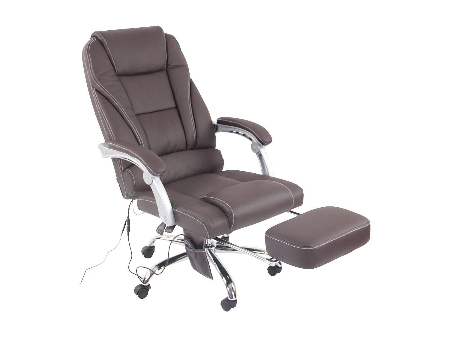 Chaise de bureau - Véritable cuir - Marron - Pacific