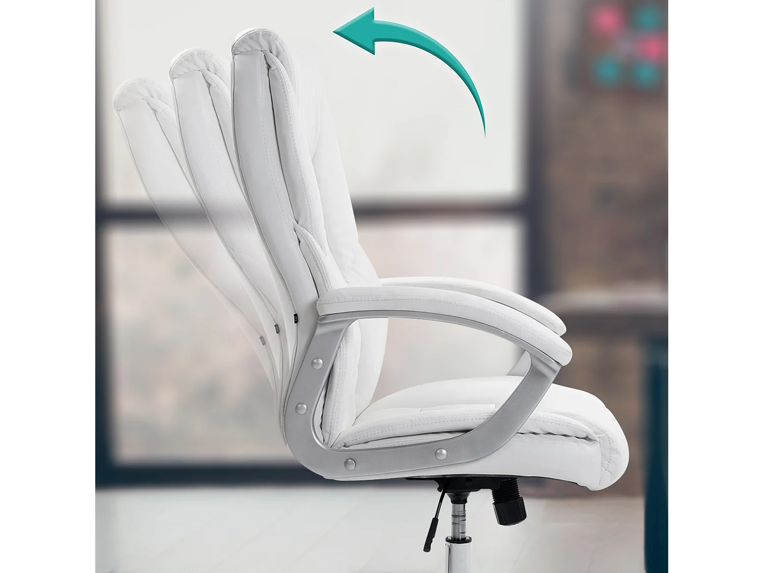 Chaise de bureau - Similicuir & Métal chromé - Blanc - XXL Rodeo