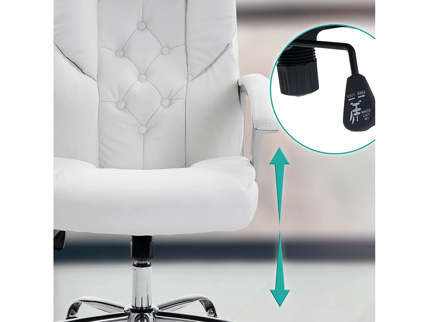 Chaise de bureau - Similicuir & Métal chromé - Blanc - XXL Rodeo