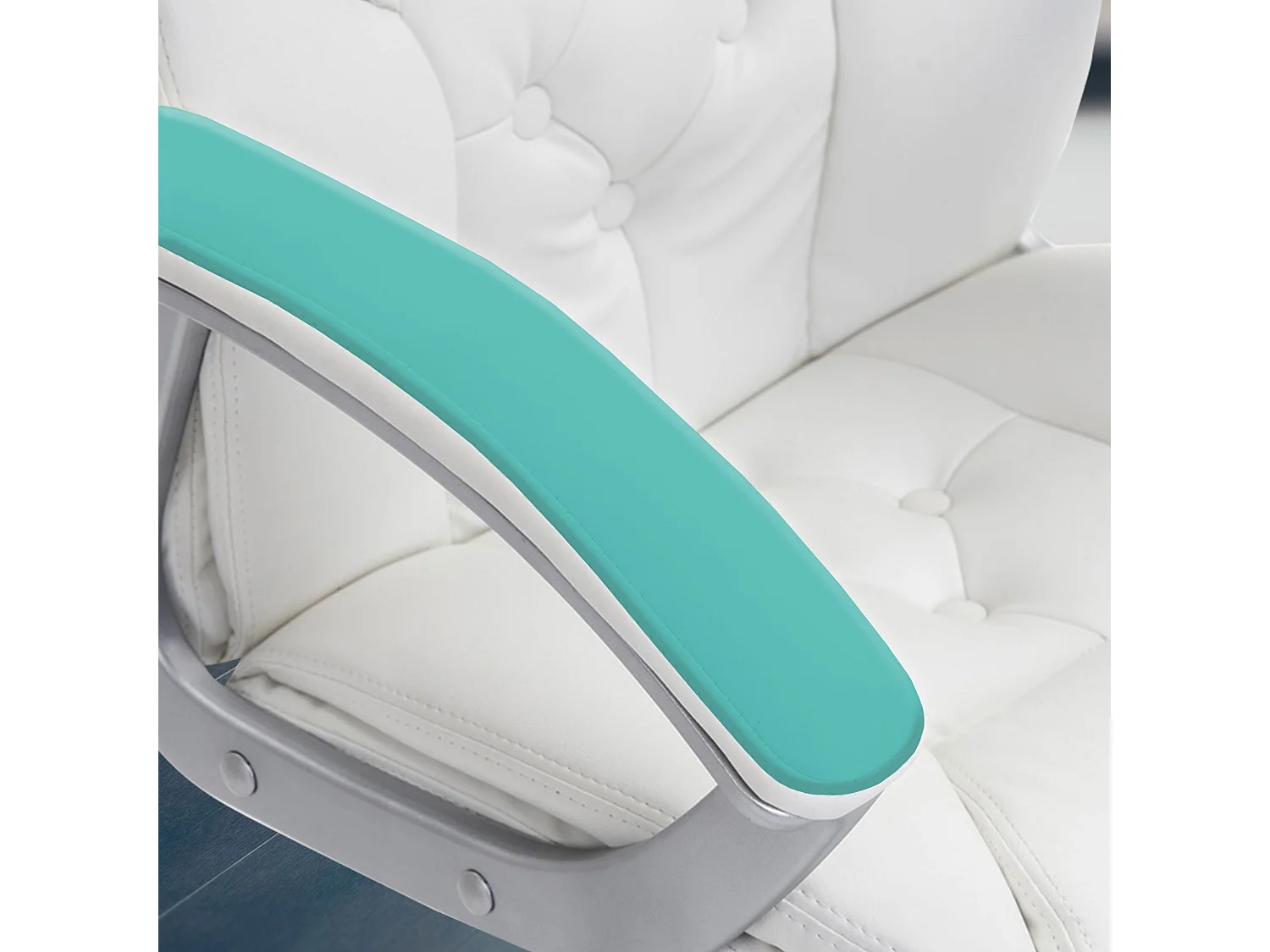Chaise de bureau - Similicuir & Métal chromé - Blanc - XXL Rodeo