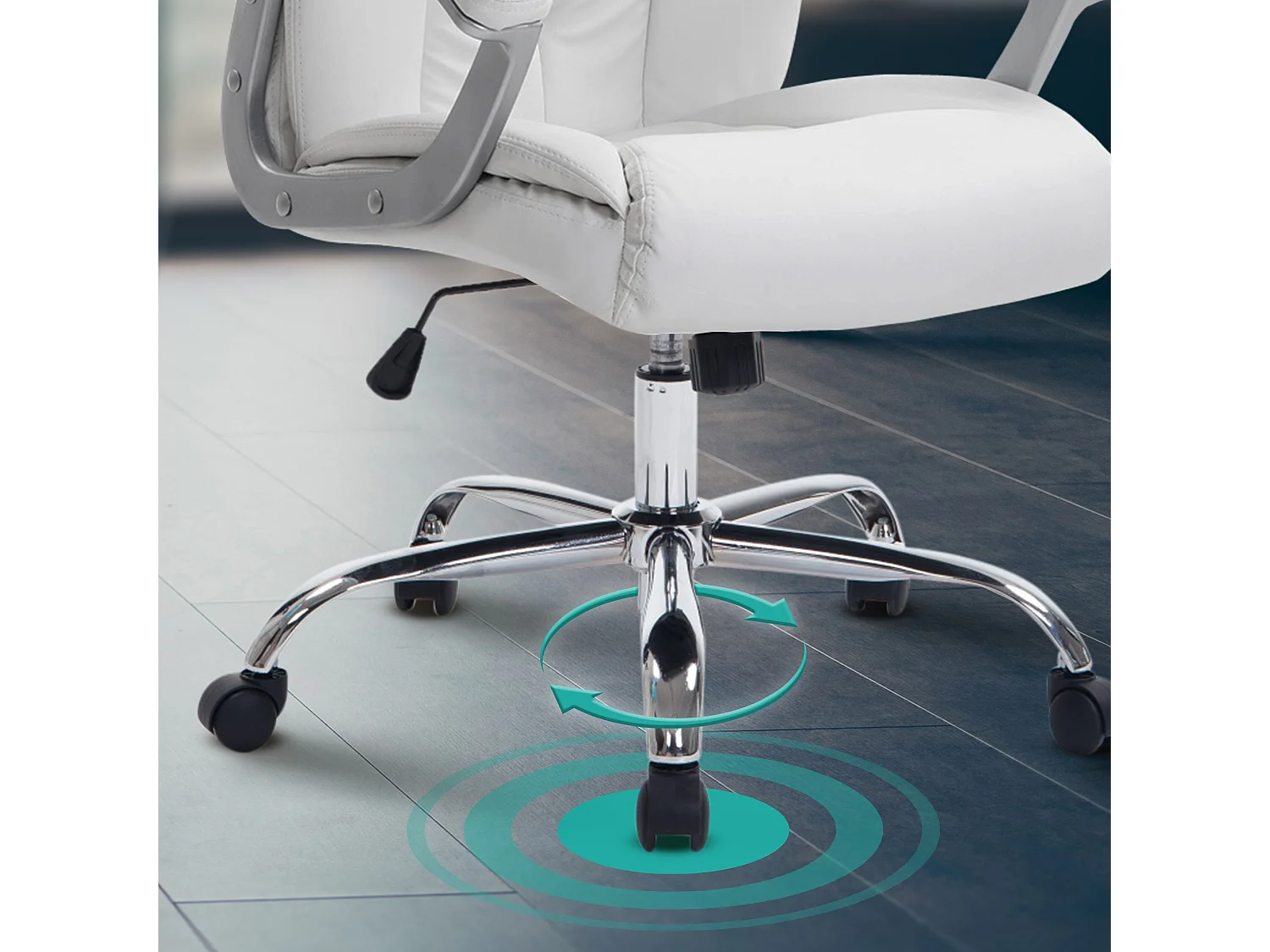 Chaise de bureau - Similicuir & Métal chromé - Blanc - XXL Rodeo