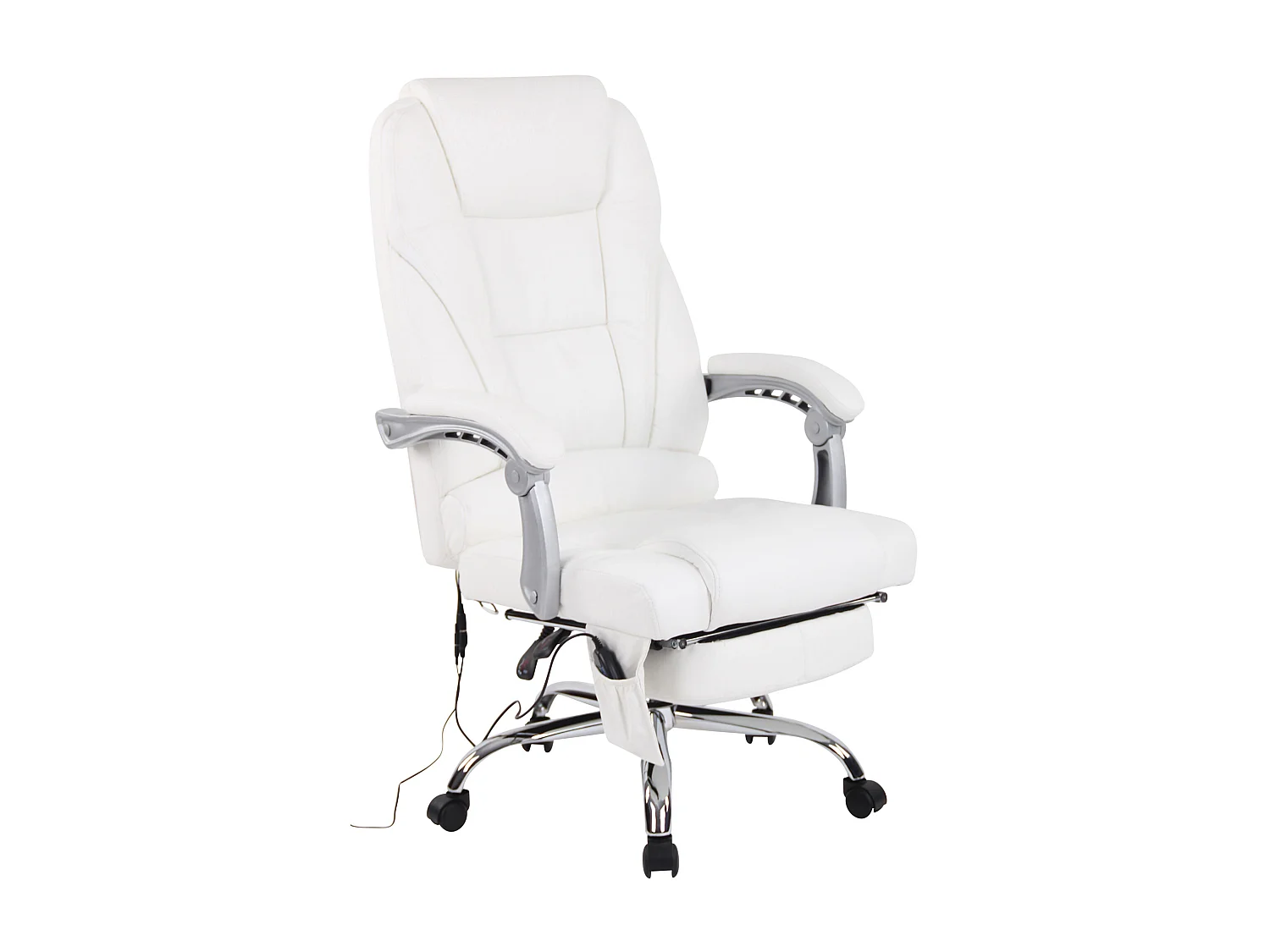 Chaise de bureau - Véritable cuir - Blanc - Pacific